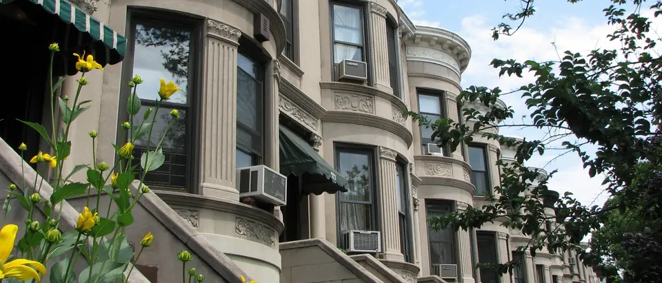 Park Slope brownstones with stoops in Brooklyn
