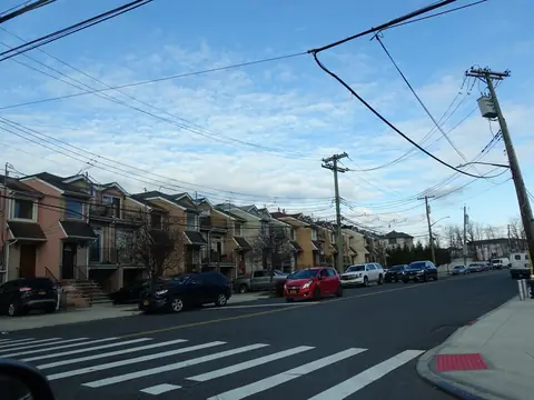 Attached houses along Father Capodanno Boulevard on Staten Island